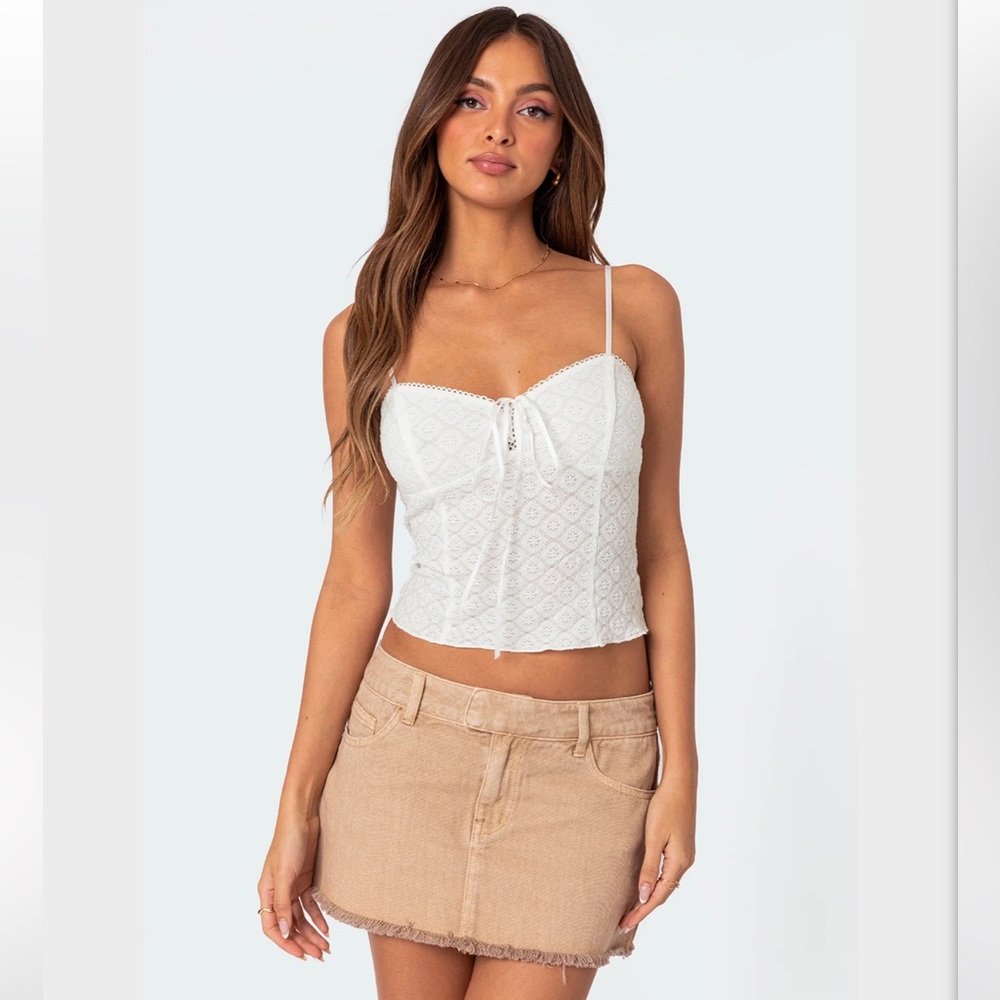 Edikted Textured Lacy Tank Top